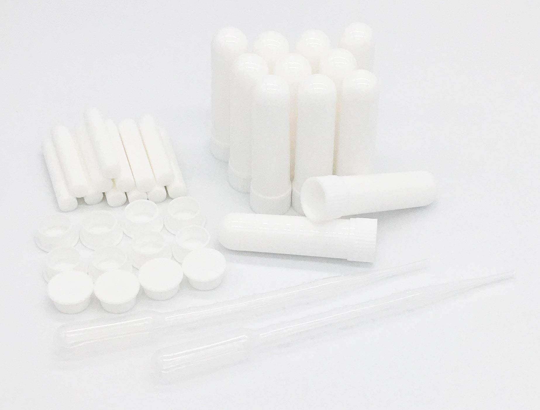 12 Sets Essential Oil Aromatherapy Tubes Inhaler Sticks Blank Nasal Inhalers(12 Complete Sticks) + 2 Polyethylene Pipette Droppers
