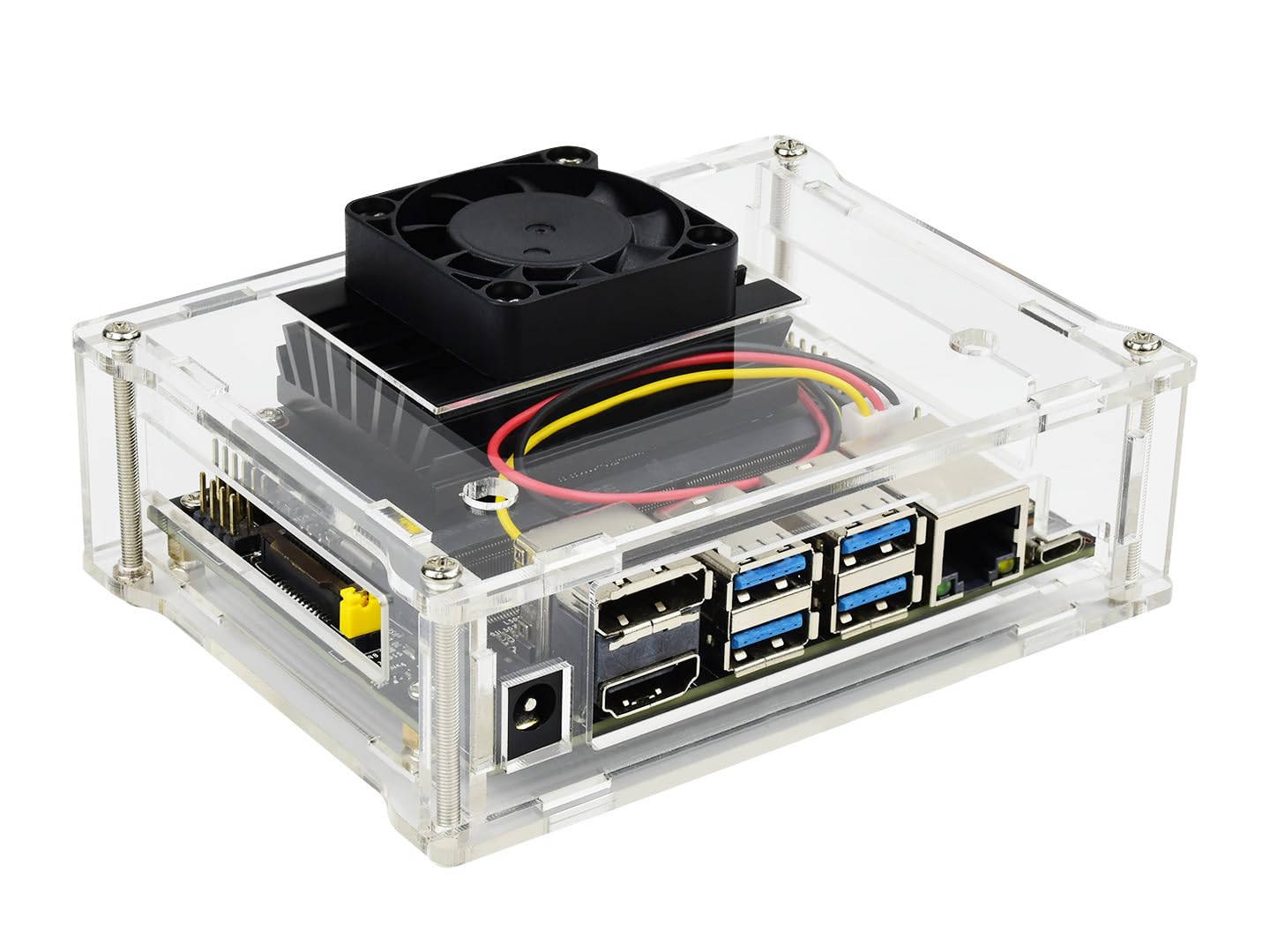 Waveshare Acrylic Clear Case (Type A) and Dedicated Cooling Fan for Jetson Nano Developer Kit PWM Speed Adjustment Strong Cooling Air