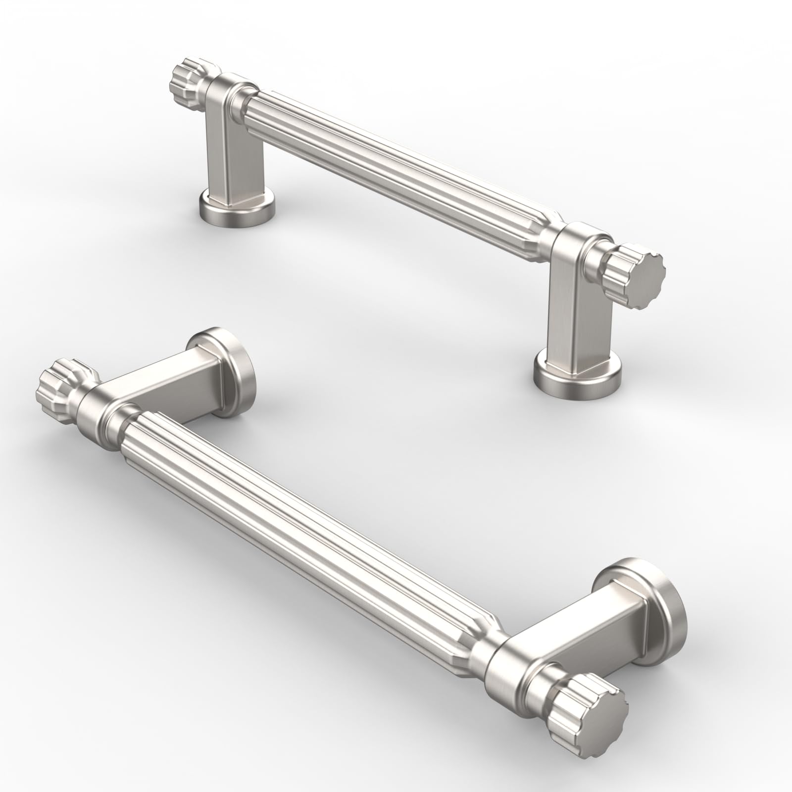 FURNIWARE Pack of 10 Cabinet Handles Brushed Nickel Kitchen Door Handles Hardware Drawer Pulls Kitchen Cabinet Door Handles Pull-96mm(3.8 Inch) Hole Center — image 1