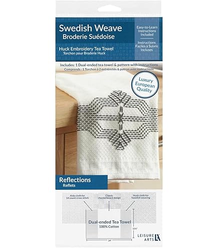 Amazon.com: LEISURE ARTS Swedish Weave Towel Kit, Ocean Waves Blue
