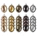 eBoot 25 Pieces Assorted Colors Pendant Trays Oval Bezels and 25 Pieces Glass Dome Tiles, Totally 50 Pieces