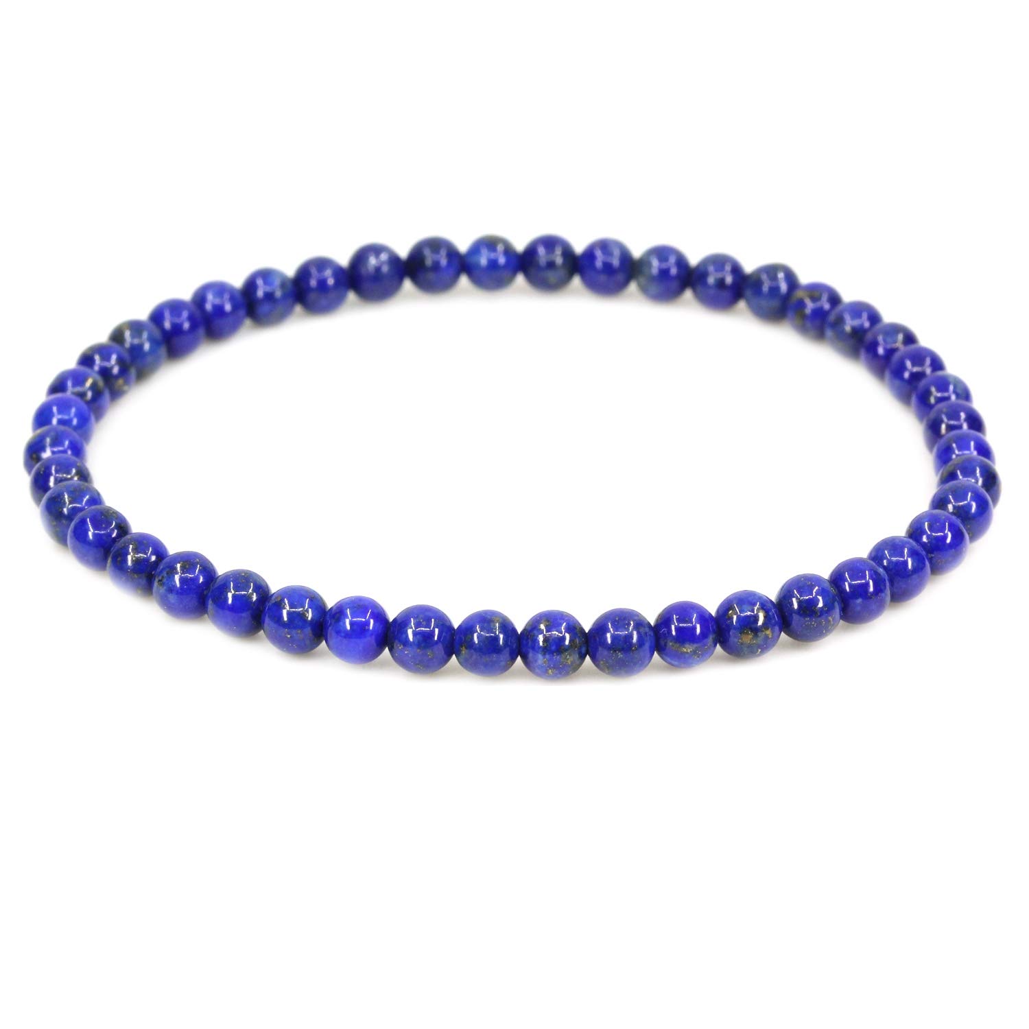 CHENYUE Natural Lapis Lazuli 4mm Round Beads Stretch Bracelet 7" Unisex