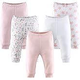 The Peanutshell 5 Pack Baby Girl Pants Set - 100% Cotton Toddler Pants for 0-24 Months Clothes for Toddlers & Babies - Flower