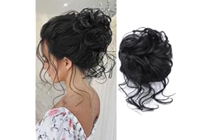 KETHBE Messy Bun Hair Piece Tousled Updo Hair Buns Extension Elastic Hair Band Hair Pieces Curly Hair Bun Scrunchie For Women (Black)