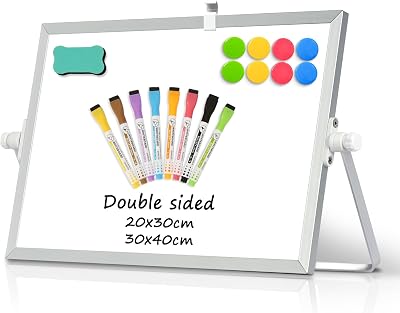 DOLLAR BOSS Double Sided Magnetic Desktop Whiteboard 20x30 cm with Stand