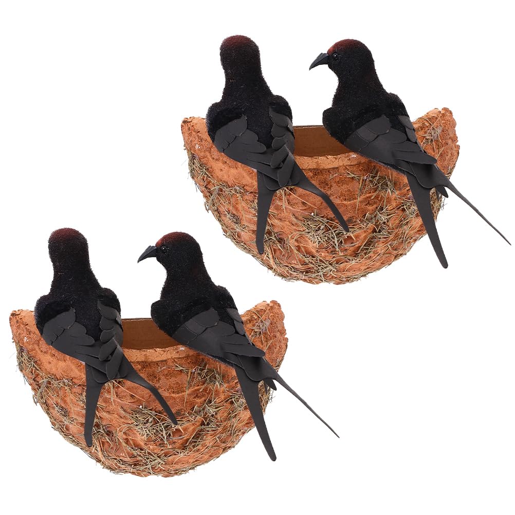 BESPORTBLE 2 Sets Simulated Swallow Nest Artificial Bird Miniature