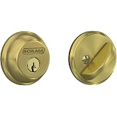 Schlage Single Cylinder Front Door Deadbolt, Satin Brass | Single cylinder deadbolt with keyed outside &amp; thumbturn inside, Universal fit, Highest residential security &amp; durability
