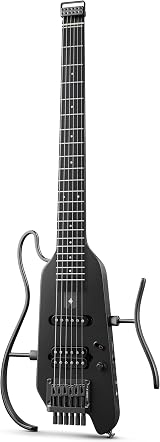Donner HUSH-X Electric Guitar Kit Featherlight Travel Mahogany Solid Body Black
