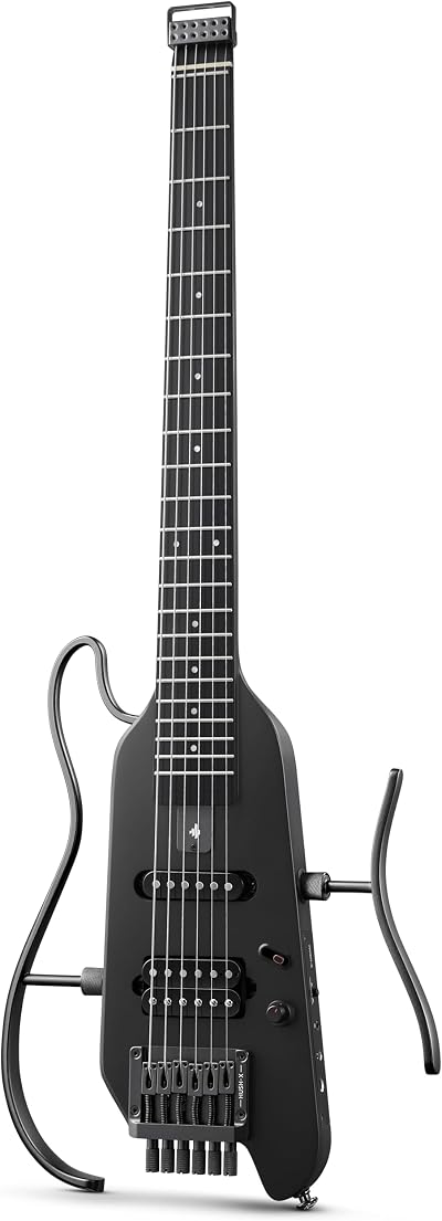 Donner HUSH-X Electric Guitar Kit Featherlight Travel Mahogany Solid Body Black