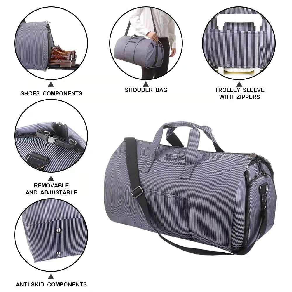 2 in 1 Carry-on Suit Garment Bag Business Trip Travel Weekend Duffle Bag Convertible Foldable