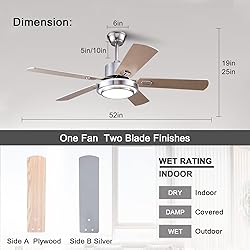 BOOMJOY 52 Inch Ceiling Fans with Lights and Remote