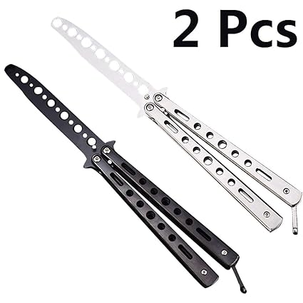 Fecedy 2pcs Butterfly Knife Trainning Practice Comb Unsharpened Blade For Practicing Flipping Tricks
