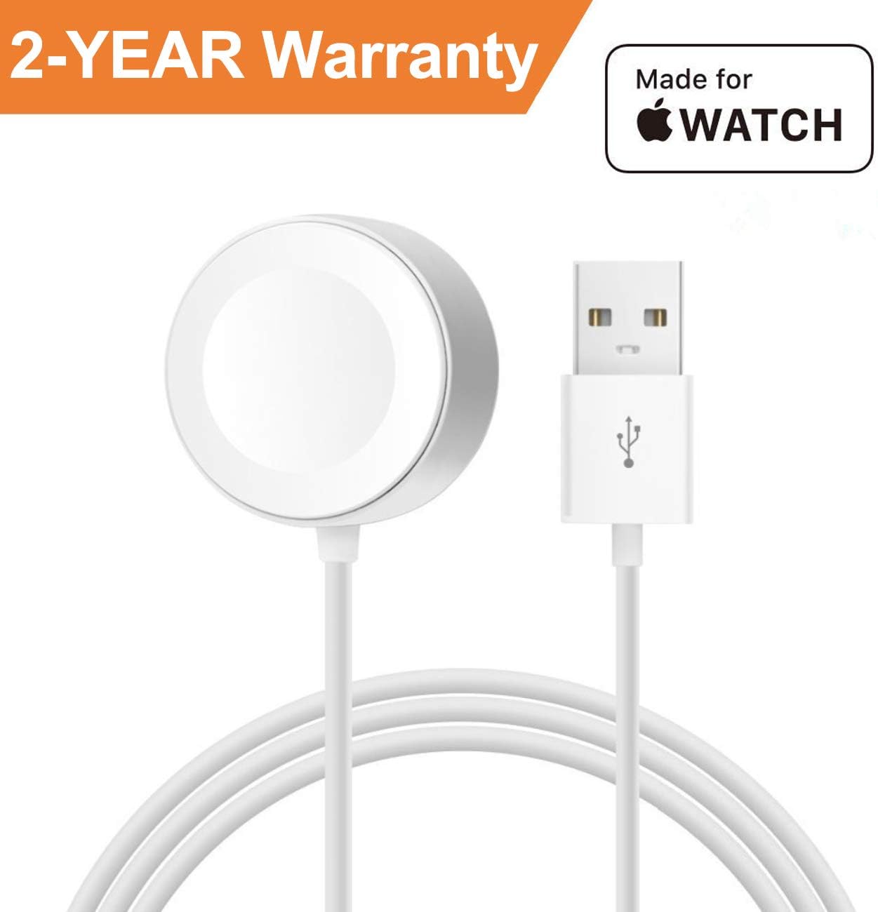TrophyRak Compatible with Apple Watch Charger Charging Cable Magnetic Wireless Portable Charger Charging Cable Cord Compatible with Apple Watch iWatch Series 3 2 1 38mm 40mm 42mm 44mm 3.3 FT White