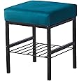 Cpintltr Multifunctional Velvet Footstool - Ottoman Stool for Makeup Room, Shoe Changing, Storage, Small Footrest in Teal