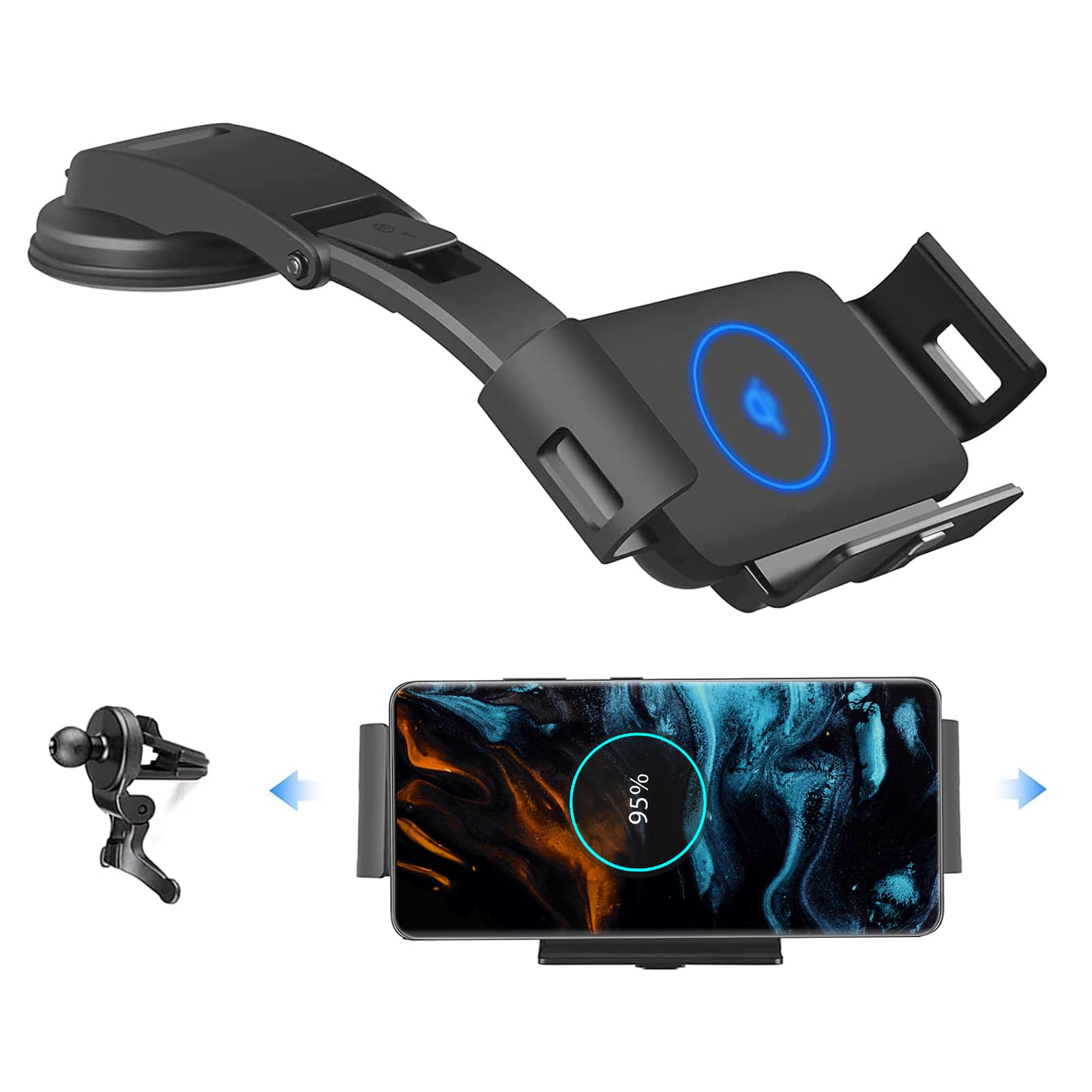 Photo 1 of Wireless Car Charger Mount Compatible with Galaxy S25 Ultra/S25+/S25/S24 Ultra/S24/S24+/S23/S22 Ultra/Note20, Car Phone Wireless Charger for iPhone 16/15/14/13/12 Series, Auto Clamp Air Vent Car Mount