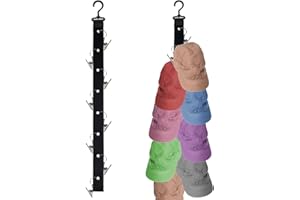 BangBoom 2 Pack Hat Organizers with 18 Stainless Steel Clips, Vertical Horizontal Hat Hanger Storage Rack, Hat Holder for Bas