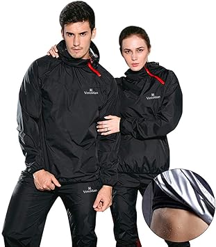 Amazon Veroman メンズ サウナスーツ 上下セット サウナパンツ トレーニングウェア 超発汗 ダイエット Veroman メンズ
