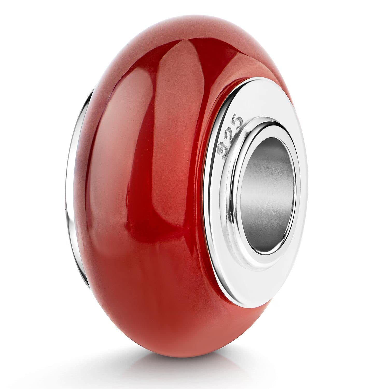 Materia 925 silver, natural stone, gemstone beads in 12 stone styles for European beads bracelet, chains #MA-NE Jaspis rot