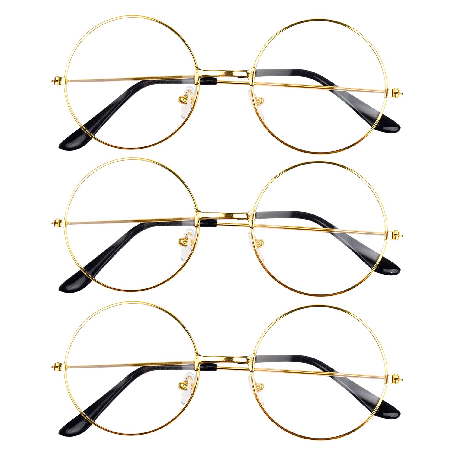 JNAWA 3Pcs Christmas Santa Glasses - Round Father Christmas Vintage Spectacles for Adults' Fancy Dress