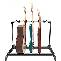 GUITTO Multi Guitar Rack Stand Foldable Universal Display Rack Portable Guitar Holder for Band Stage Bass Acoustic Guitar - 5