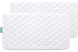 BILOBAN Crib Mattress Protector Sheets Fitted Waterproof Mattress Pad Cover, Noiseless & Machine Wash 100% Absorbent Mattress Protector Sheet Quilted White, 52" x 28", 2 Pack