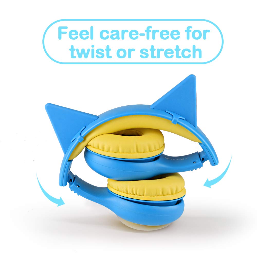 Cat Ears Headphones, LOBKIN Kids Headsets Cat Ear Headband Earphone On Ear for Children,Girls,Adult,Foldable Headphone with Glowing Light, Compatible with phone,Samsung, Kindle Fire, iPad Tablets