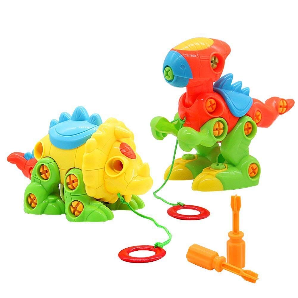Akokie Dino Dinosaurs Toys Kids Figures Puzzle Assemble Kit Building Blocks DIY Construction Puzzle Toys For Boys And Girls Over 3 Years Old (2 Sets)