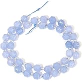 8mm Faceted Natural Aquamarines Stone Loose Round Semi Gemstone Beads for Bracelet Necklace Jewelry DIY Making