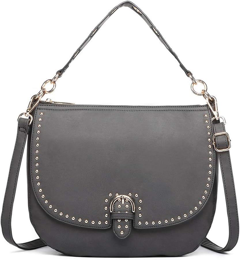 Miss Lulu Shoulder Bag Top Handle Handbags Cross Body Saddle Bag Women Distressed Pu Leather Bag Look Flap