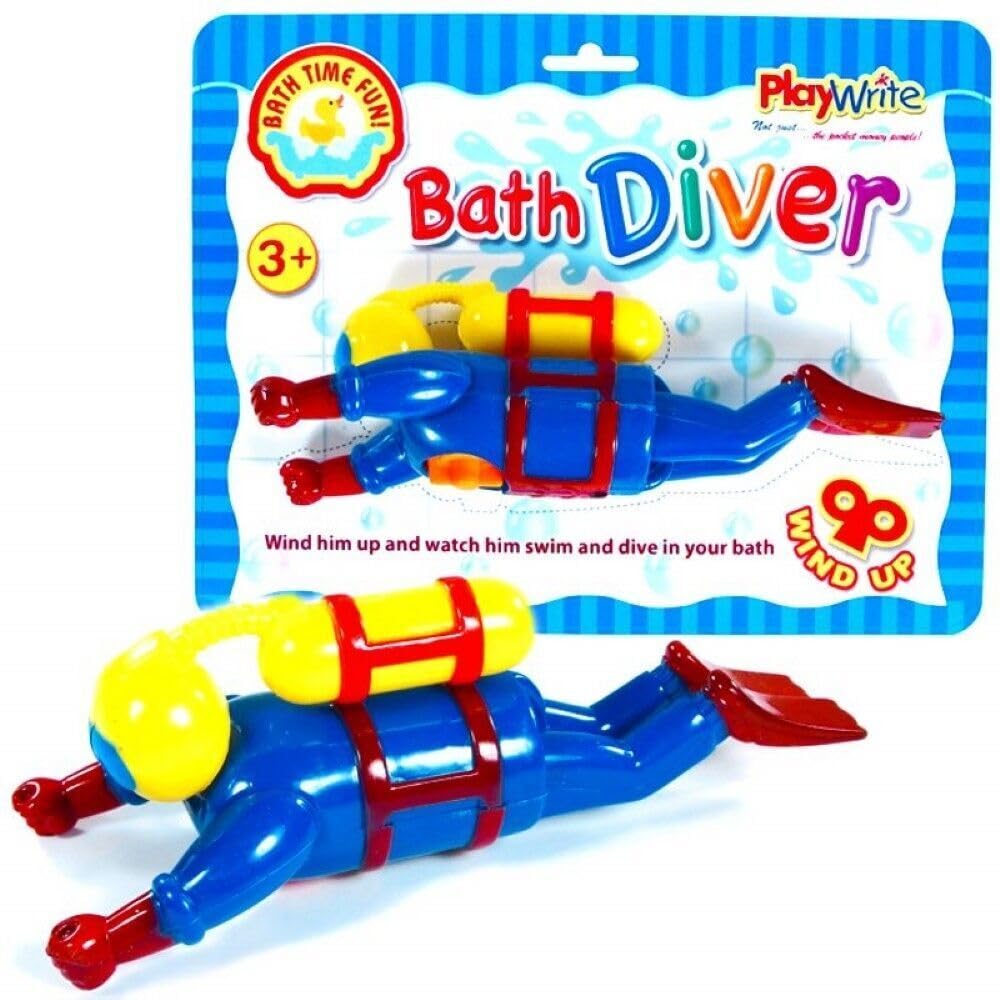 Childrens Bath Time Fun Scuba Wind Up Water Diver Toddler Toys by Playwrite