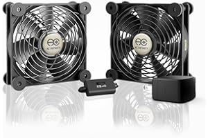 AC Infinity MULTIFAN S7-P, Quiet Dual 120mm AC-Powered Fan with Speed Control, UL-Certified for Receiver DVR PlayStation Xbox Component Cooling