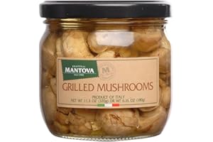 Mantova Grilled Mushrooms, 11.3 oz. (Pack of 2), Product of Italy, All-Natural, Lightly Grilled Mushrooms, Vegan-Friendly, Non-GMO, No Artificial Coloring, Flavoring, or Preservatives