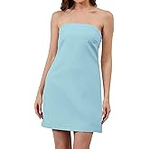 TERIVEEK Women Strapless Tube Mini Dress Boho Floral Print Sleeveless Backless Short Dress Summer Going Out Beach Sundress