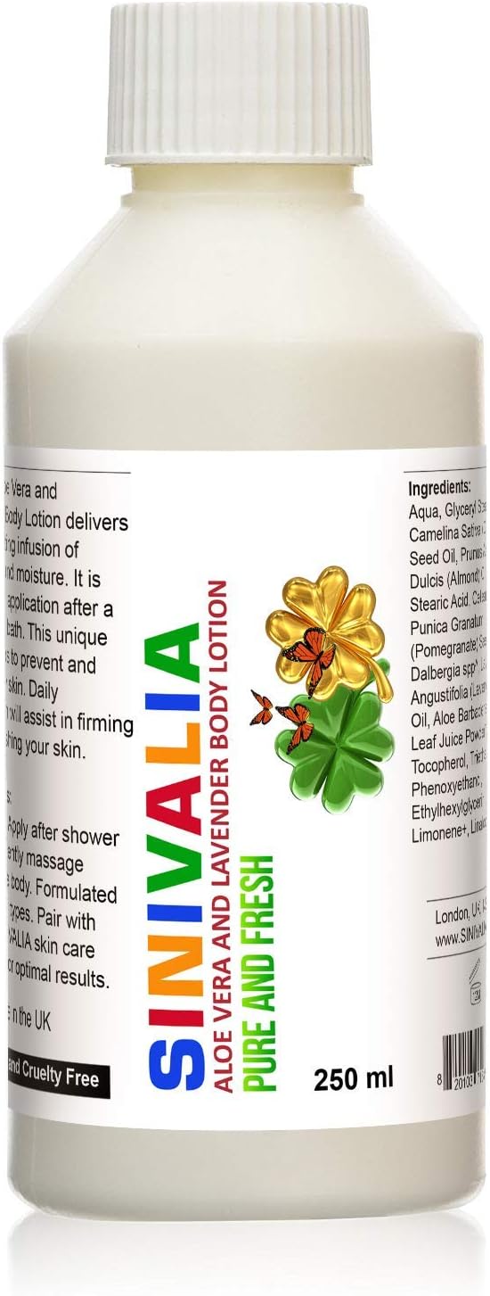 SINIVALIA Aloe Vera and Lavender Body Lotion – Moisturiser for Dry, Oily, Sensitive Skin