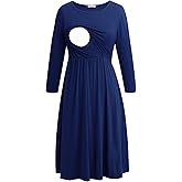 Smallshow Women's Maternity Nursing Dress 3/4 Sleeve Dress for Breastfeeding
