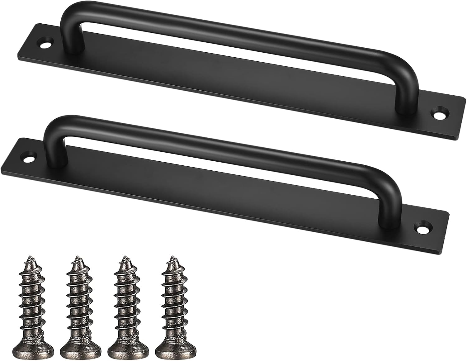 2 Pcs Black Sliding Door Handles - Aluminium Alloy, Kitchen Closet & Shed Door Handles with Screws