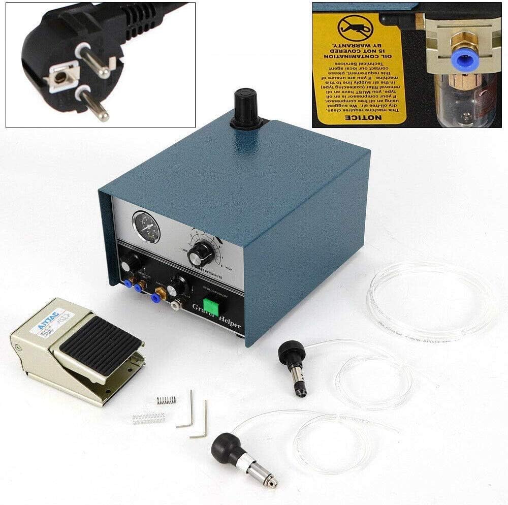 75W Pneumatic Manual Engraving Machines Double Ended Impact Jewellery Engraver 4000 RPM/min Foot Pedal Control Graver Tool, DHL