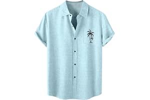 ZHUER Mens Bowling Shirts Short Sleeve Button Down 1950s Retro Rockabilly Style Hawaiian Shirts 2024 Summer Beach Tops Trendy