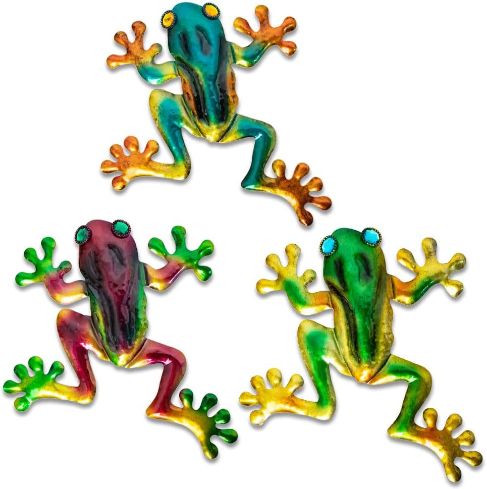 Plaques & Wall Art - dreamskip Frog Decor, Outdoor Wall Art, Frog Gifts, Metal Frog Wall Decor for Fence, Garden, Patio, Yard, Outside (3 Pieces)
