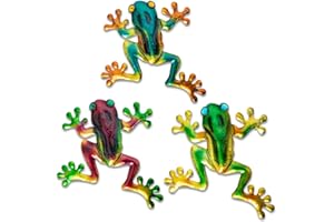 dreamskip Frog Decor, Outdoor Wall Art, Metal Frog Wall Decor for Fence, Garden, Patio, Yard, Outside Gifts for Adults (3 Pieces)