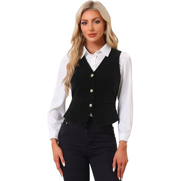 Vintage Velvet Vest for Women V-Neck Cropped Sleeveless