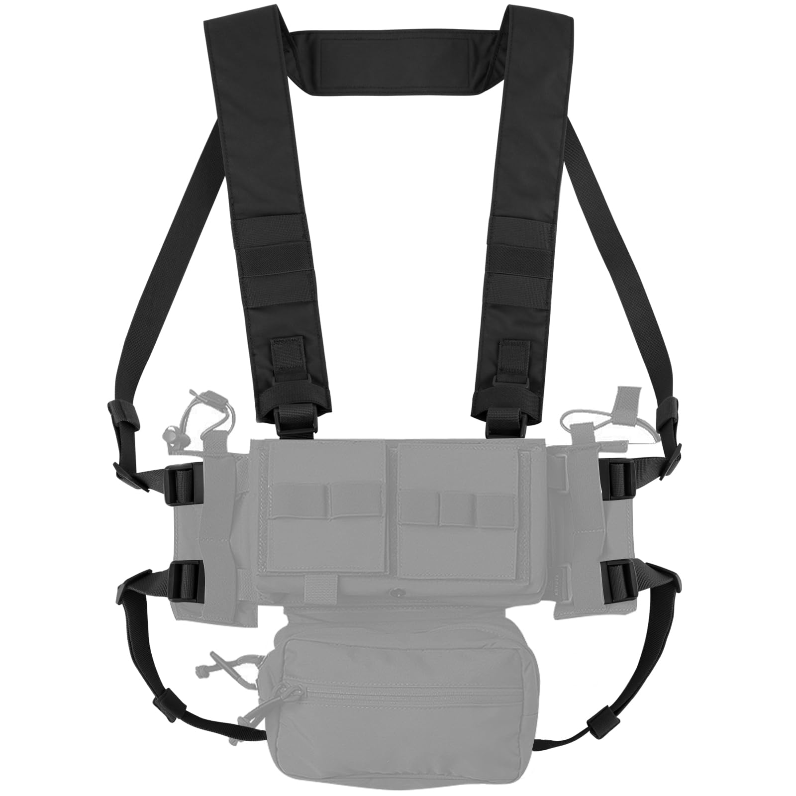 KRYDEX GEAR Tactical Fat Strap Shoulder Harness and Back Strap for MK3 MK4 D3CRM Chest Rig (Black)