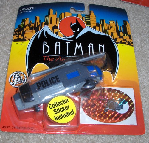 1993 Batman : The Animated Series #3 Gotham City Police Helicopter 1:64 Diecast Metal Vehicle & Collector Sticker by Ertl