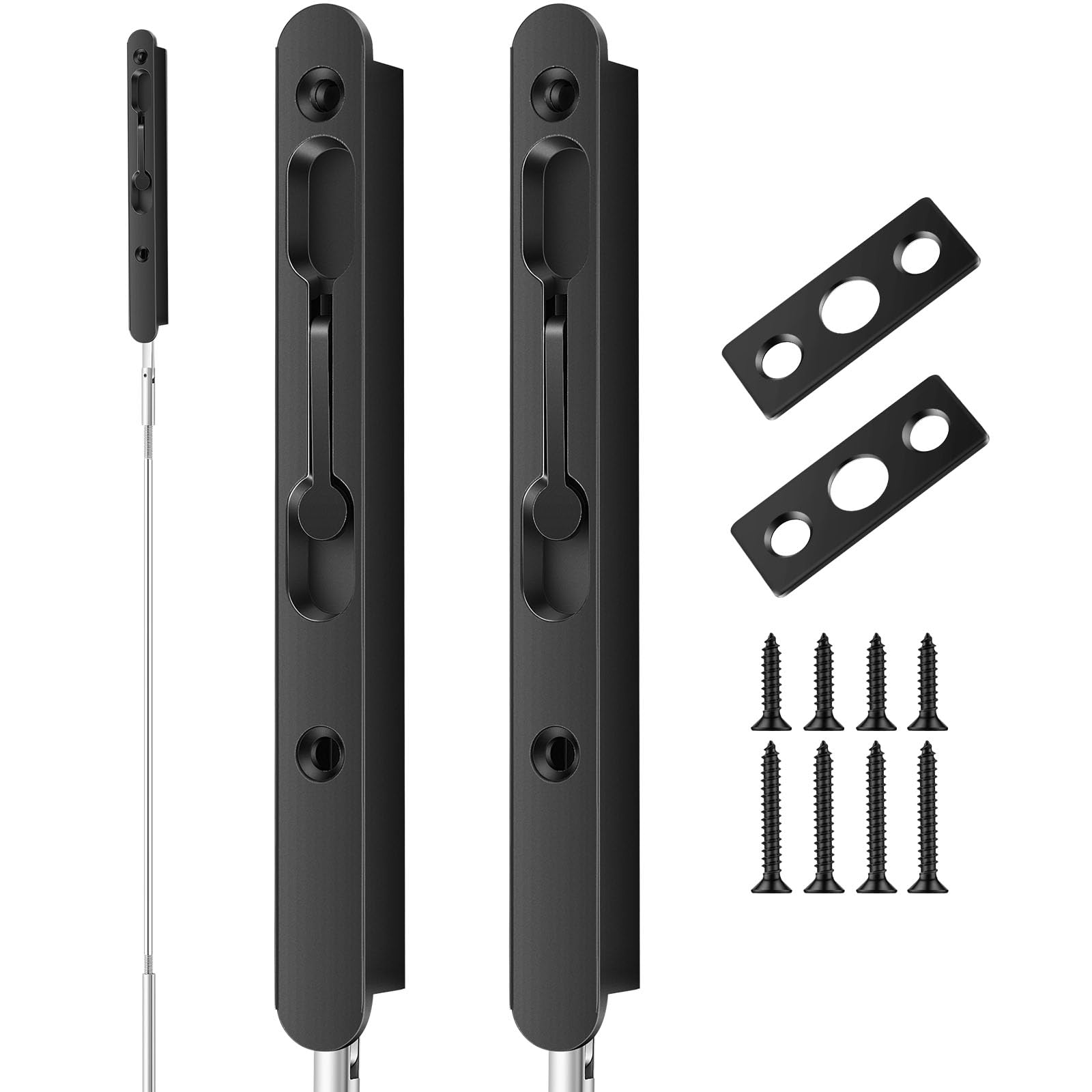 Photo 1 of Blulu 2 Pcs 18 Inch Extended Flip Lever Flush Bolt for Double Door, Extra Long Heavy Duty French Door Locks Hardware (Black)