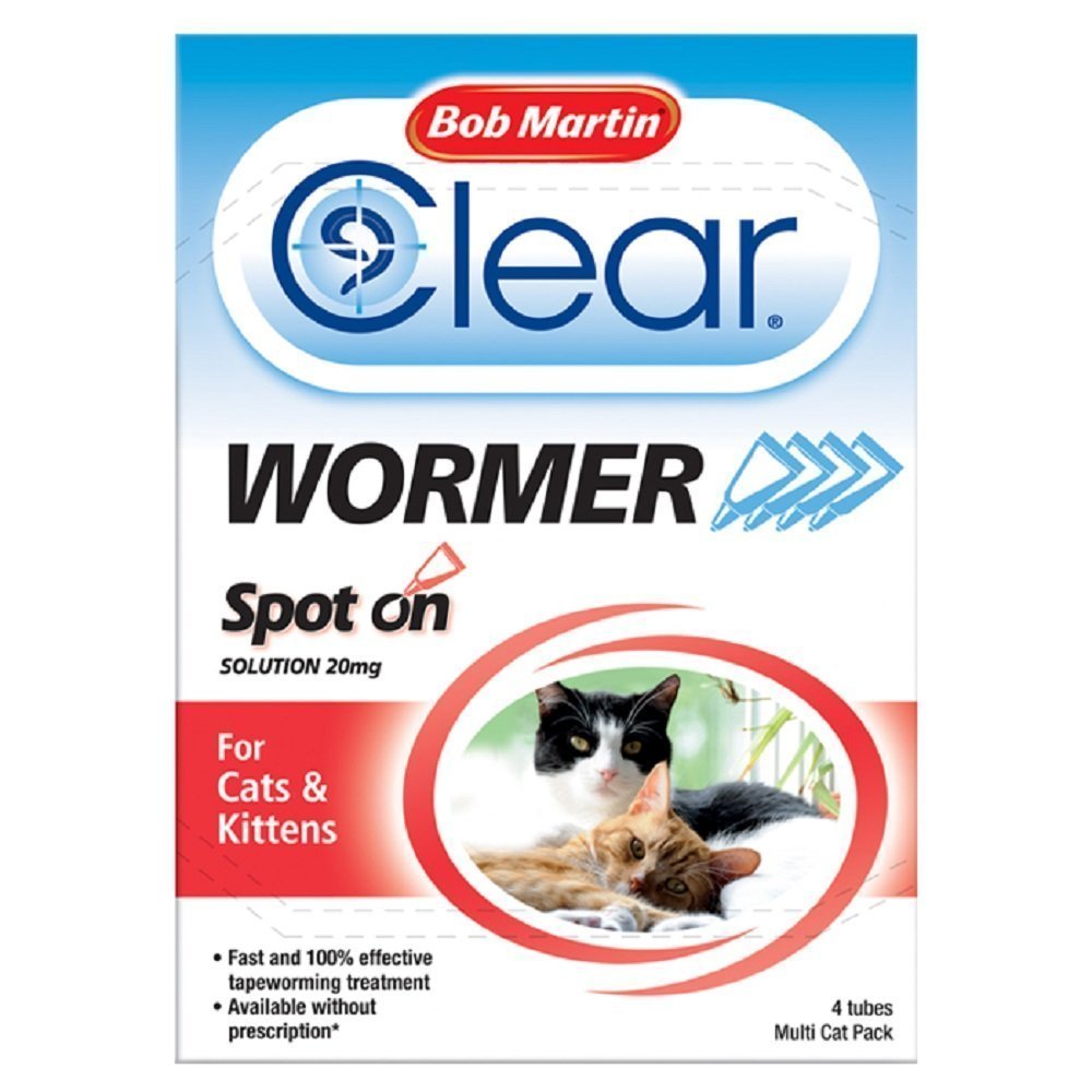 Bob Martin Clear Spot On Wormer for Cats and Kittens over 1kg 4 Pack
