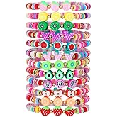 jokcde Friendship Bracelets for Women Boho Colorful Stackable Stretch Surfer Heishi Clay Bead Bracelets Preppy Jewelry Beach Party Favors
