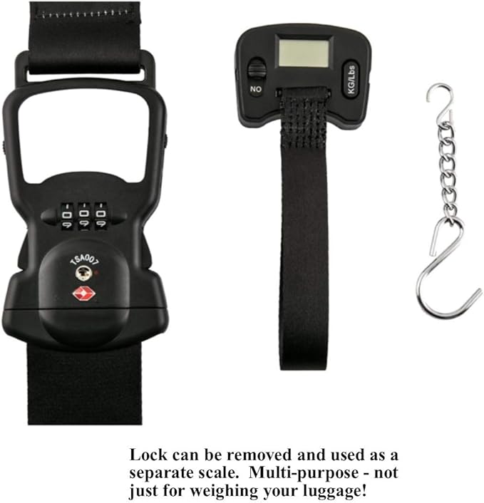 luggage strap with electronic scale and lock