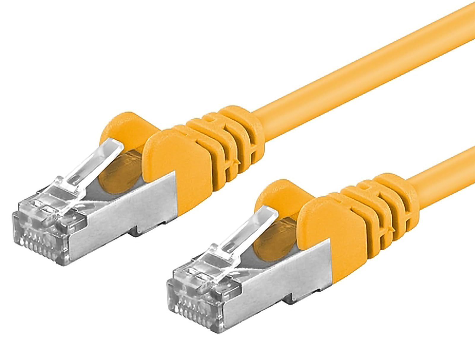 PremiumCord Network Cable, Ethernet, LAN & Patch Cable CAT6a, 10Gbit/s, S/FTP PIMF Shielding, AWG 26/7, 100% Cu, Quick Flexible and Robust RJ45 Cable, Yellow, 0.25 m