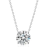 SecreTalk 1-4CT Moissanite 4P Pendant Necklace for Women, 1-4CT D Color 925 Sterling Silver Necklace with Certificate of Authenticity