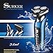 SURKER Electric Shaver Rotary Shaver Wet and Dry 3 in 1 With Nose Trimmer and Sidebums Razor Waterproof Black Blue